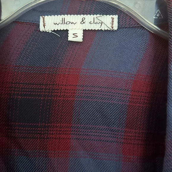 Willow & Clay Women's Blue And Red Plaid Open Cardigan Fringed Size S - Picture 3 of 4